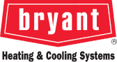 Bryant Heating & Cooling Systems logo featuring "bryant" in white on a red background, black text below, and climatemakers branding.